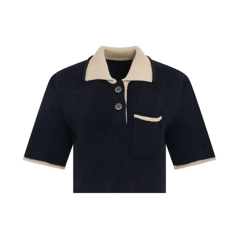 Arco Short Sleeve Polo in Navy sold by MARAIS