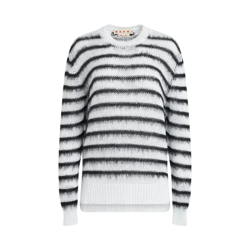 Stripe Knitted Sweater in White/Black sold by MARAIS