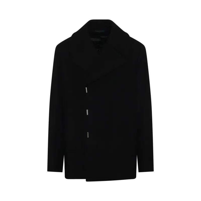 Hook & Bar Quilted Peacoat in Black sold by MARAIS