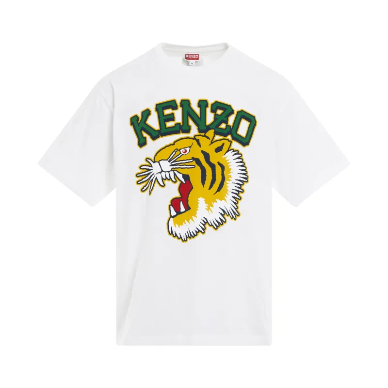 Tiger Varsity Oversize T-Shirt in White sold by MARAIS
