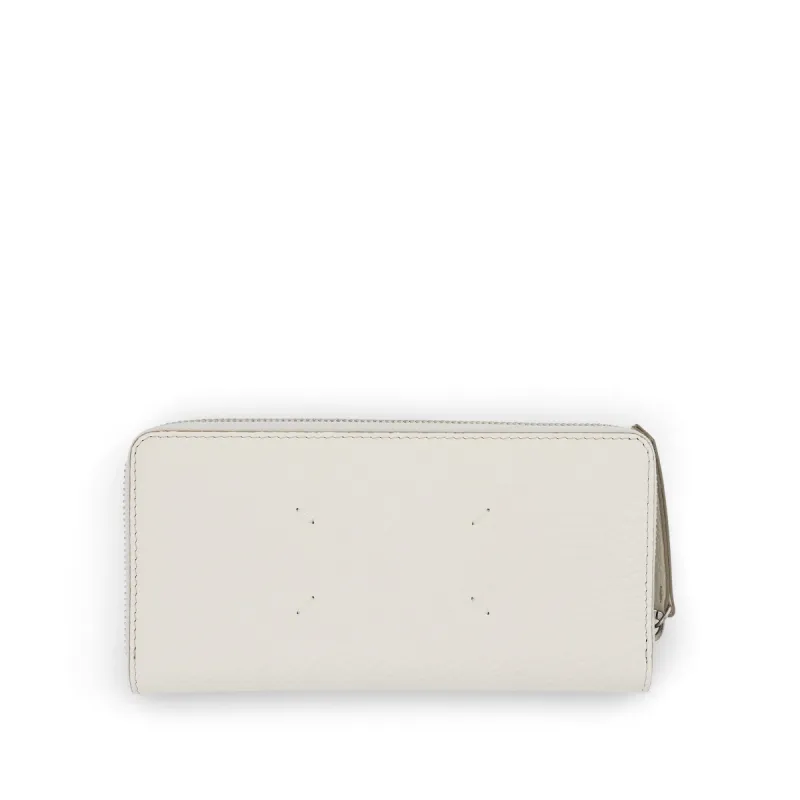 Four Stitches Zip Around Wallet in White sold by MARAIS