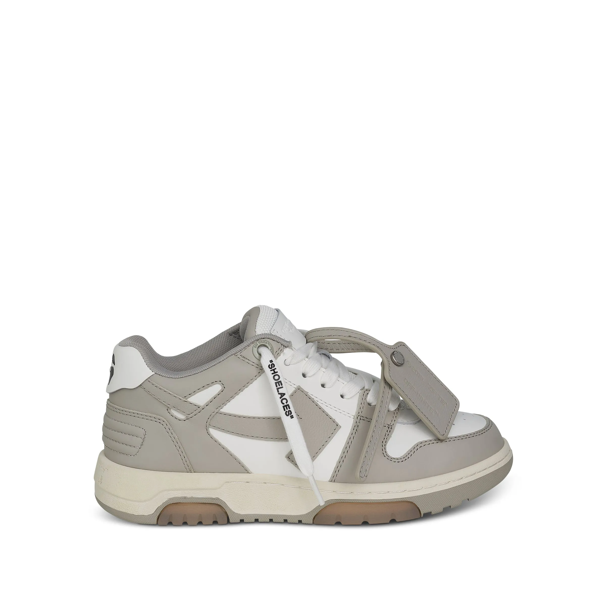 Out Of Office Calf Leather Sneakers in White/Dark Beige sold by MARAIS
