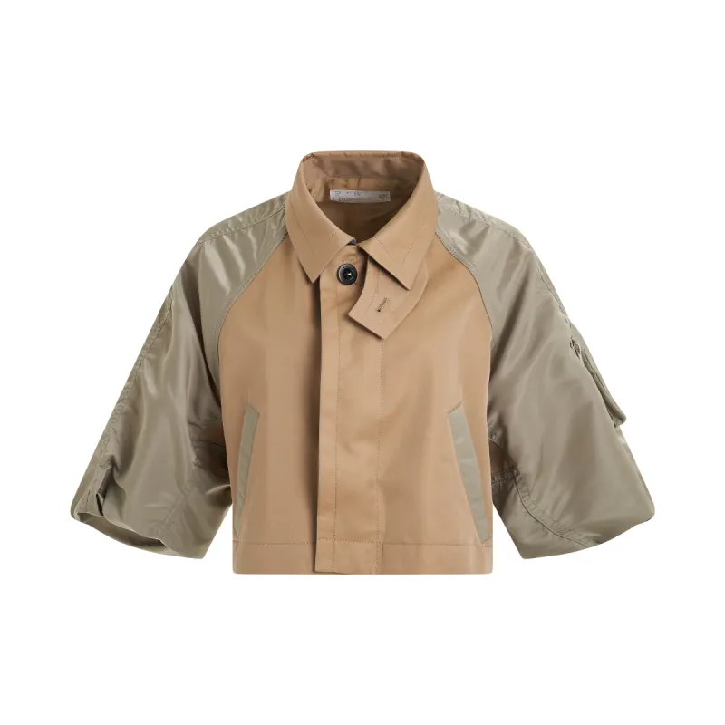 Cotton Gabardine x Nylon Twill Jacket in Beige/Khaki sold by MARAIS