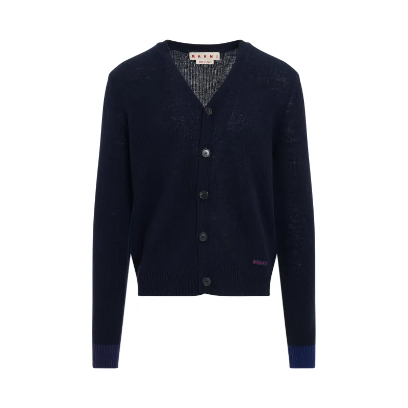 5 Button Knit Cardigan in Ultramarine sold by MARAIS
