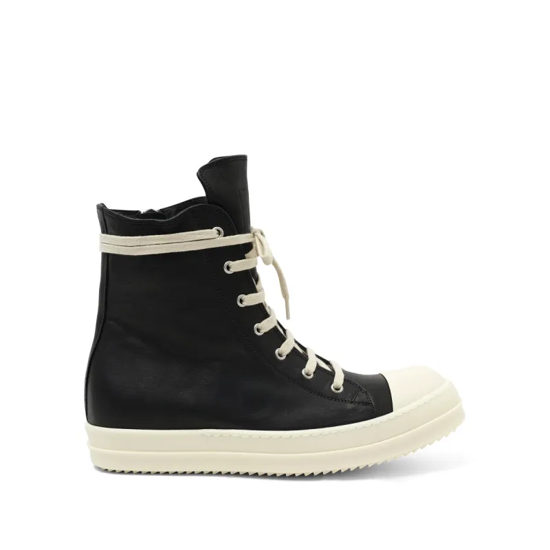 Washed Calf Sneaker in Black/Milk sold by MARAIS