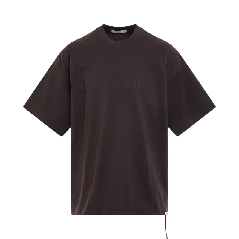 Debossed Word T-Shirt in Dark Brown sold by MARAIS