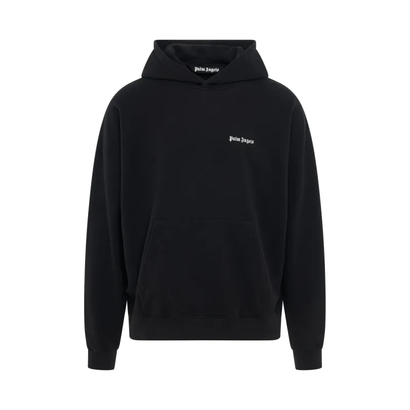 Cotton Embroidered Logo Hoodie in Black sold by MARAIS
