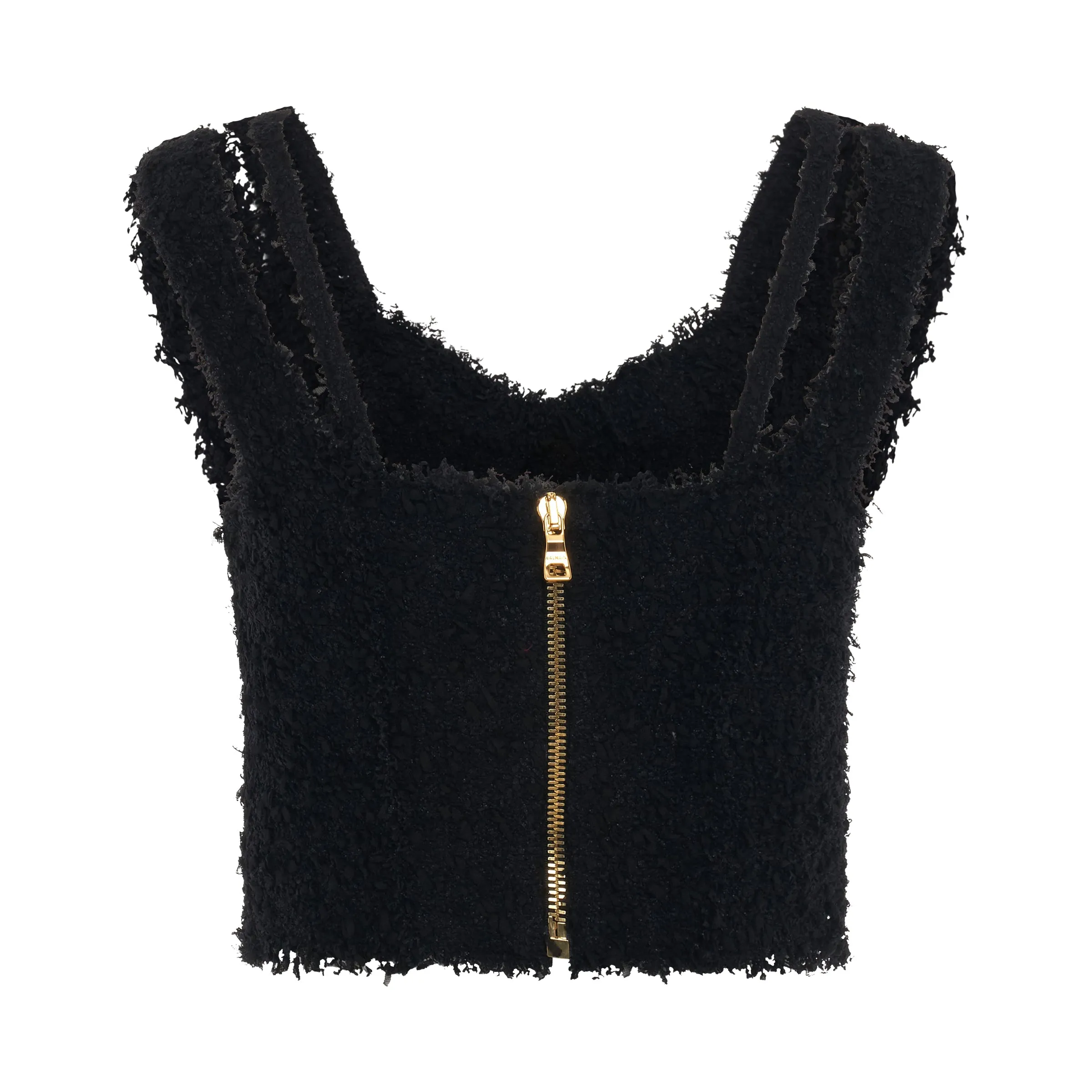 Strapped Tweed Cropped Top in Black sold by MARAIS product image thumbnail 4