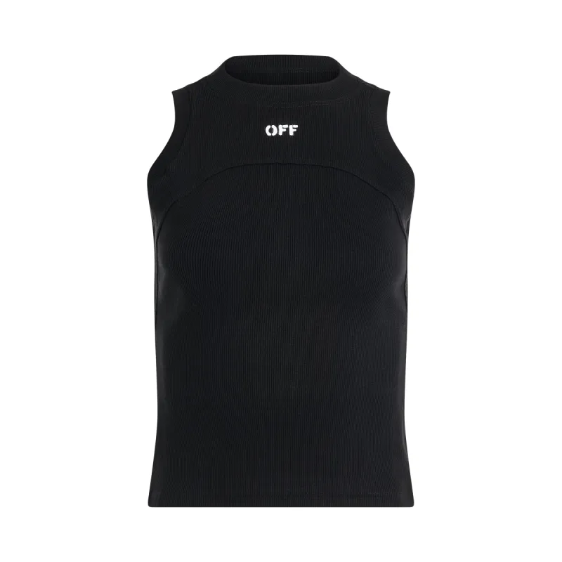 Off Stamp Rib Round Tank Top in Black sold by MARAIS