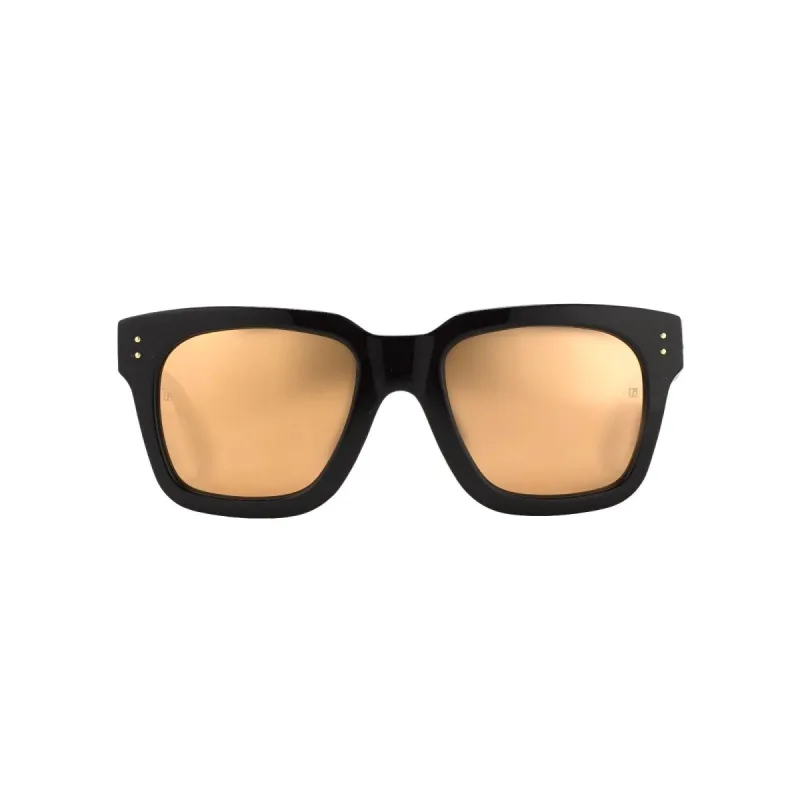 Linda Farrow Black/ Gold Lens in Black sold by MARAIS