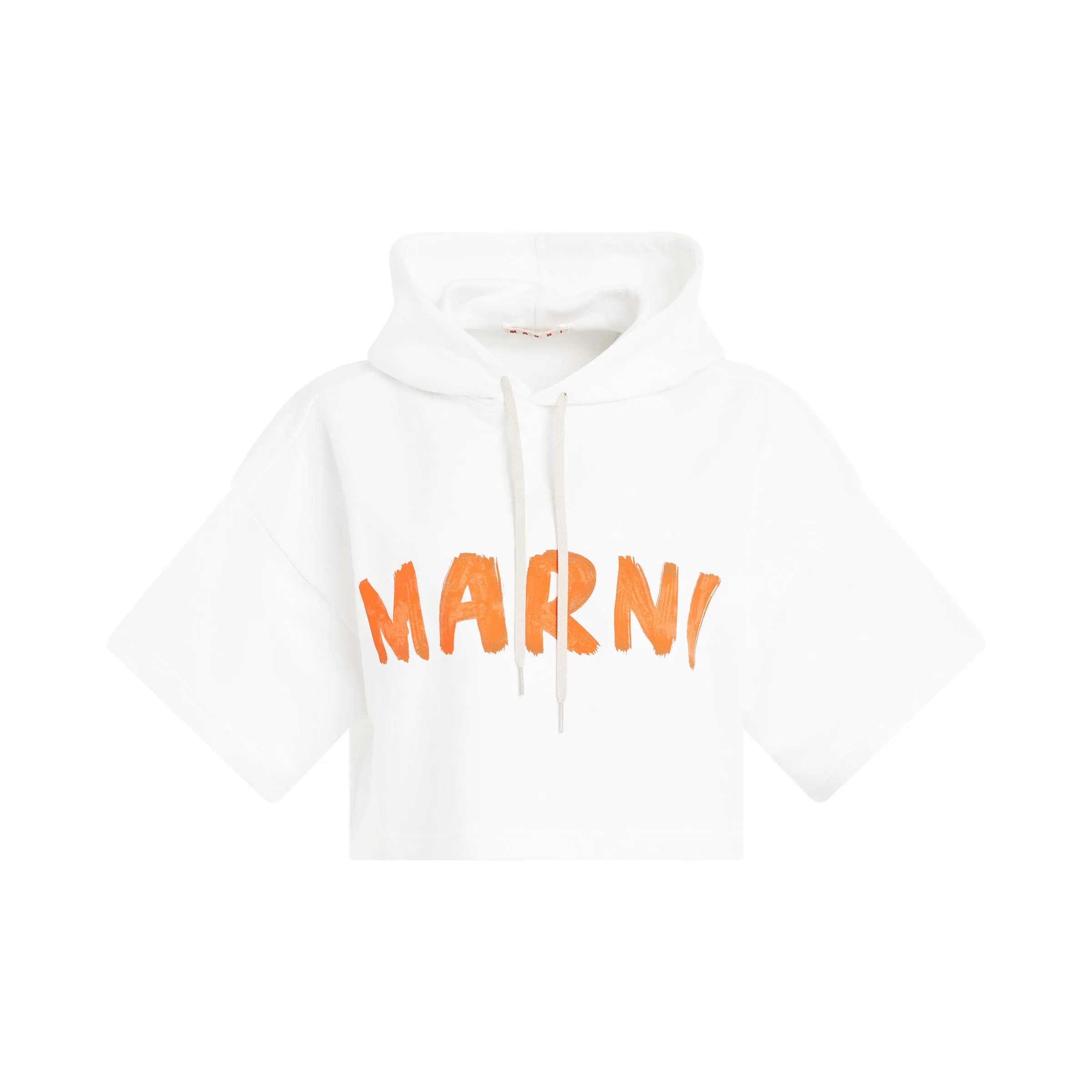 Logo Cropped Hoodie in Stone White sold by MARAIS