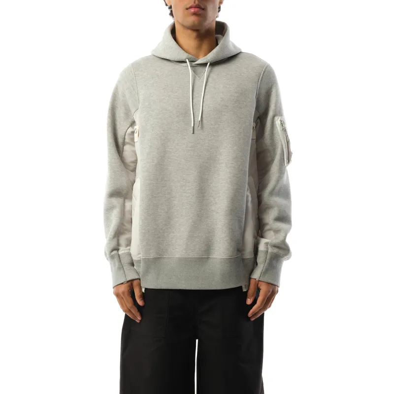 Sponge Sweat Nylon Twill Hoodie in Light Gray sold by MARAIS