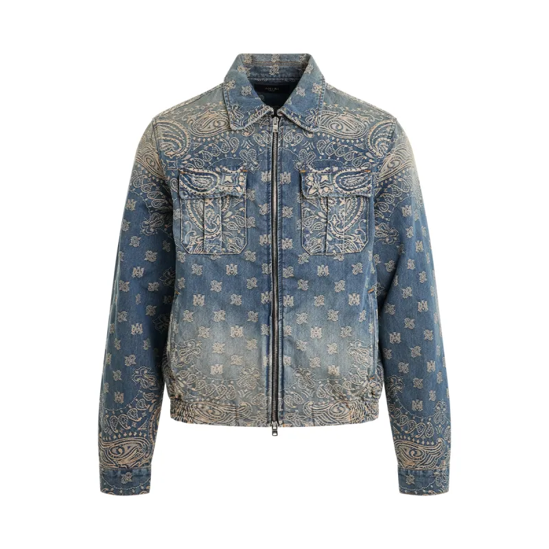 Bandana Jacquard Blouson in Crafted Indigo sold by MARAIS
