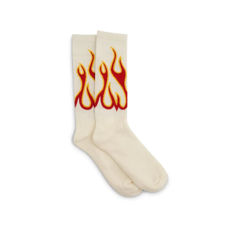 Flames Socks in White/Red sold by MARAIS