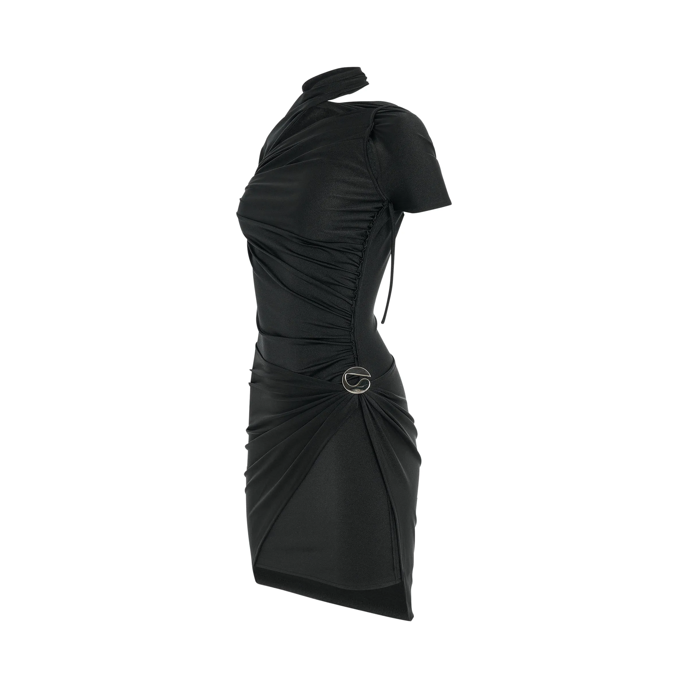 Asymmetric Draped Jersey Dress in Black sold by MARAIS product image thumbnail 2