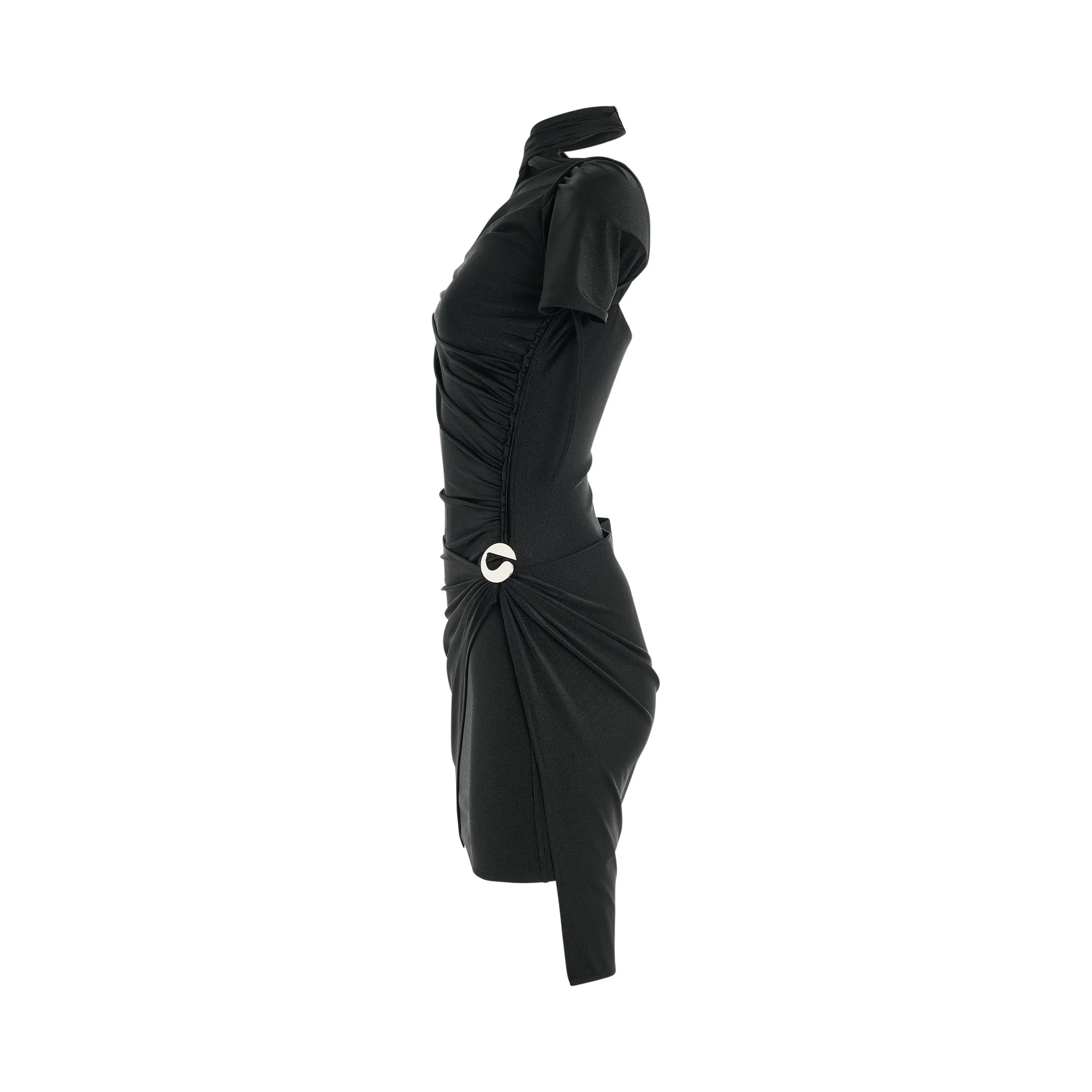 Asymmetric Draped Jersey Dress in Black sold by MARAIS product image thumbnail 3