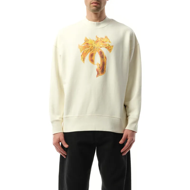 Burning Palm Crew Sweatshirt in Off White/Gold sold by MARAIS