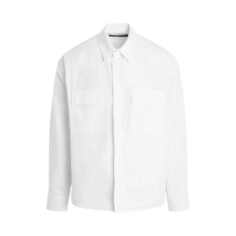 Front Pocket Hem String Shirt in White made by Juun.J