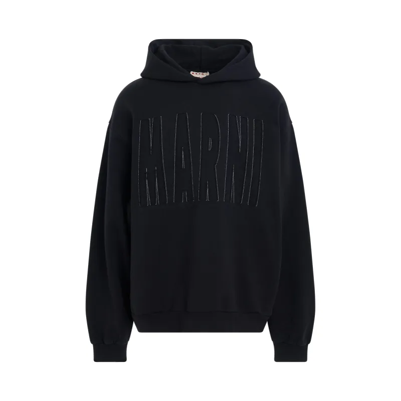 Large Print Logo Hoodie in Black sold by MARAIS