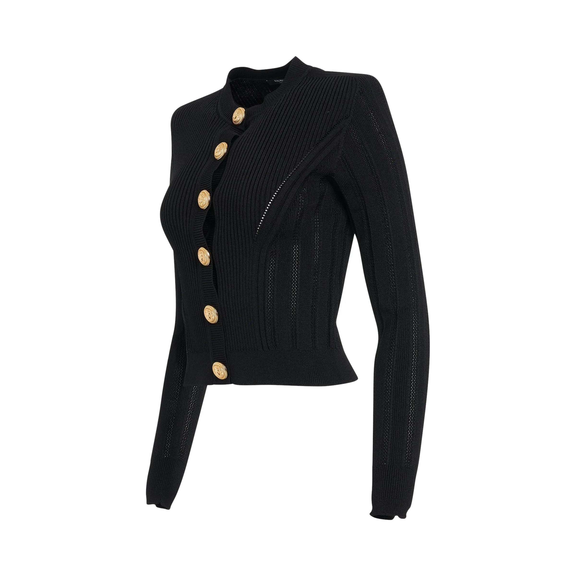 Cropped Buttoned Knit Cardigan in Black sold by MARAIS product image thumbnail 2