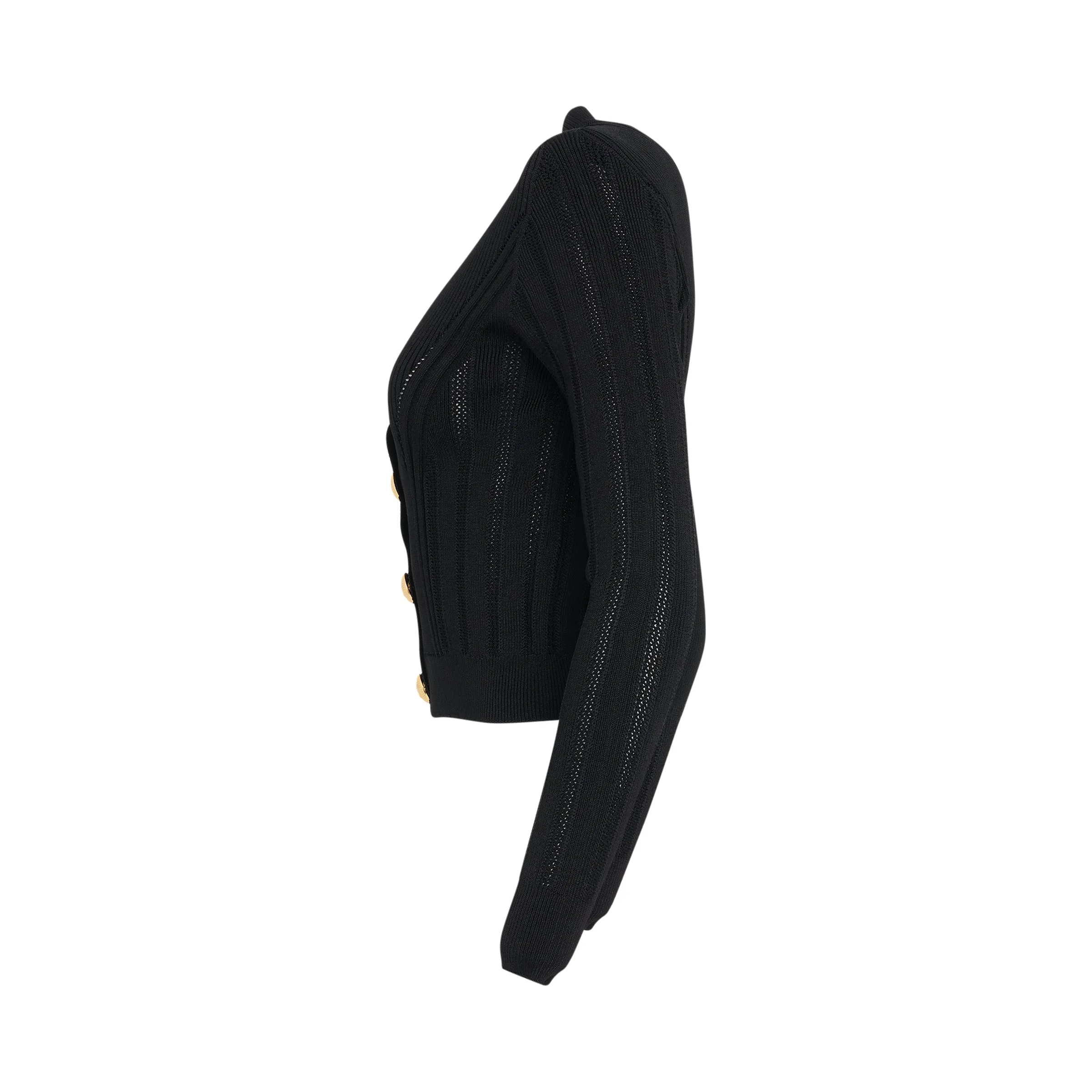 Cropped Buttoned Knit Cardigan in Black sold by MARAIS product image thumbnail 3