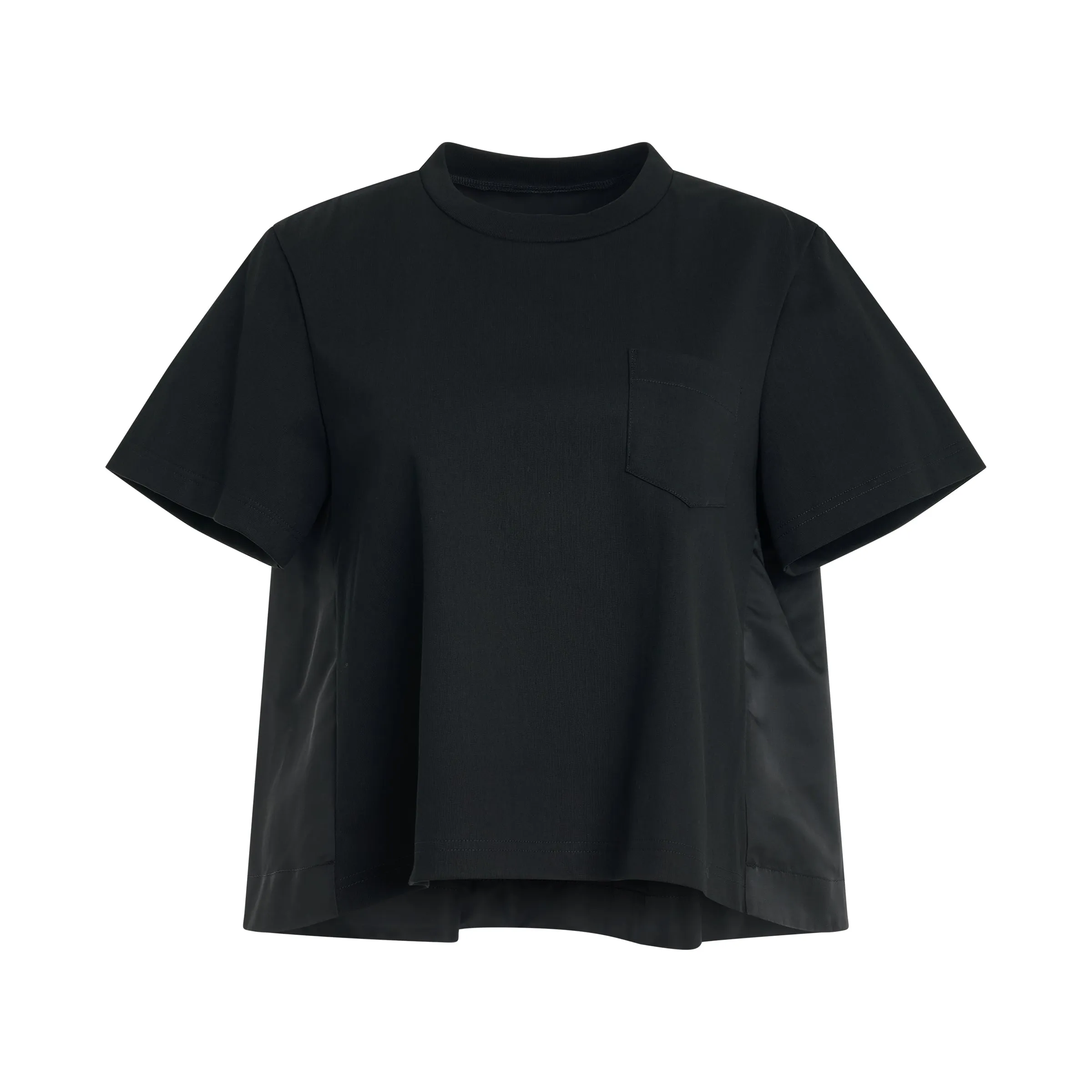 Cotton Jersey x Nylon Twill T-Shirt in Black sold by MARAIS