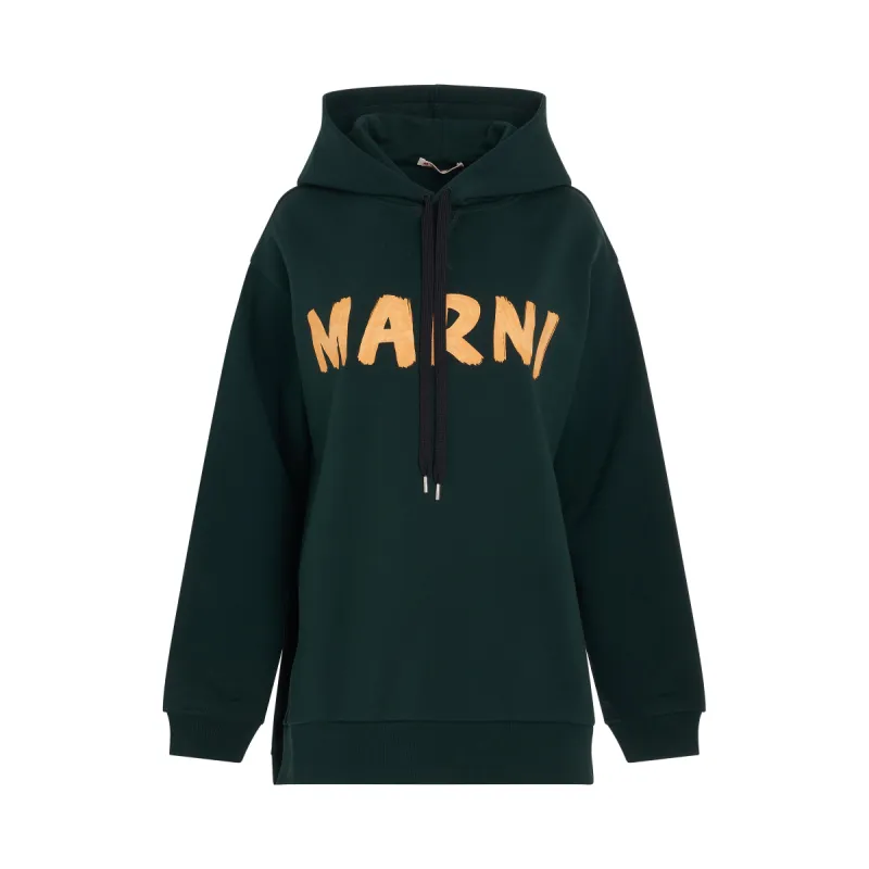 Logo Printed Hoodie in Spherical Green sold by MARAIS