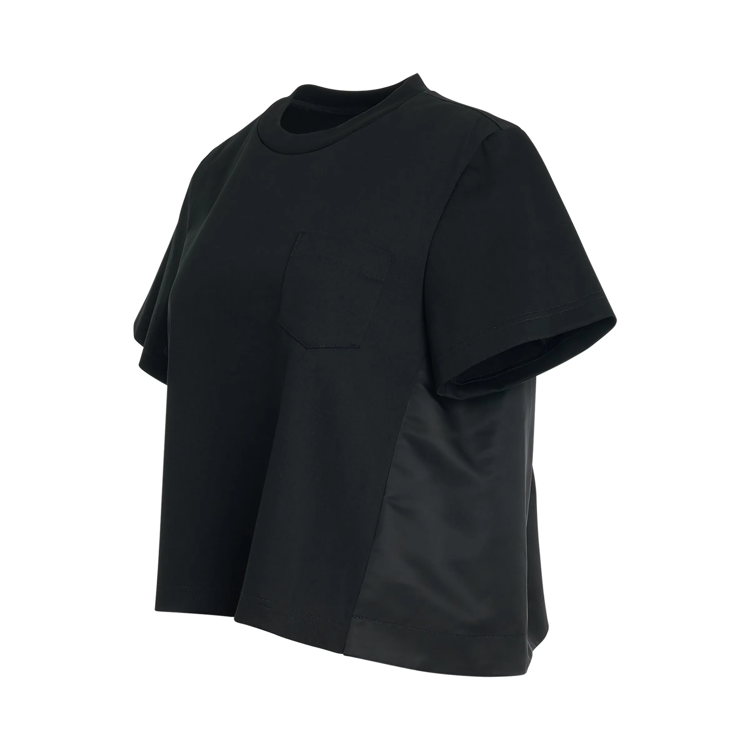 Cotton Jersey x Nylon Twill T-Shirt in Black sold by MARAIS product image thumbnail 2