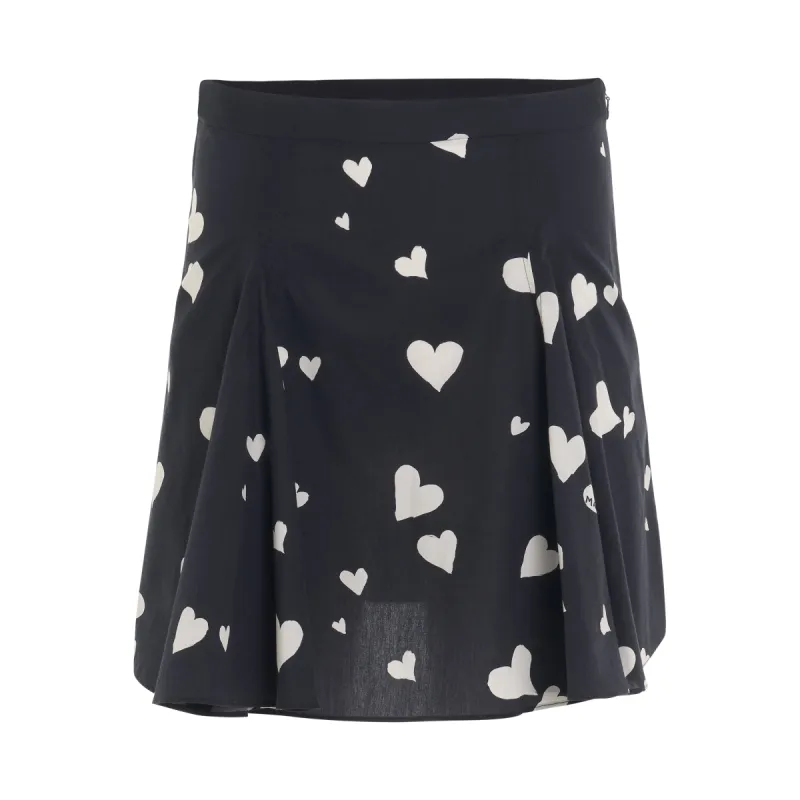 Heart-Printed Mini Skirt in Black sold by MARAIS
