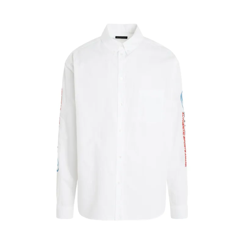 Long-Sleeve Large Fit Shirt in White sold by MARAIS