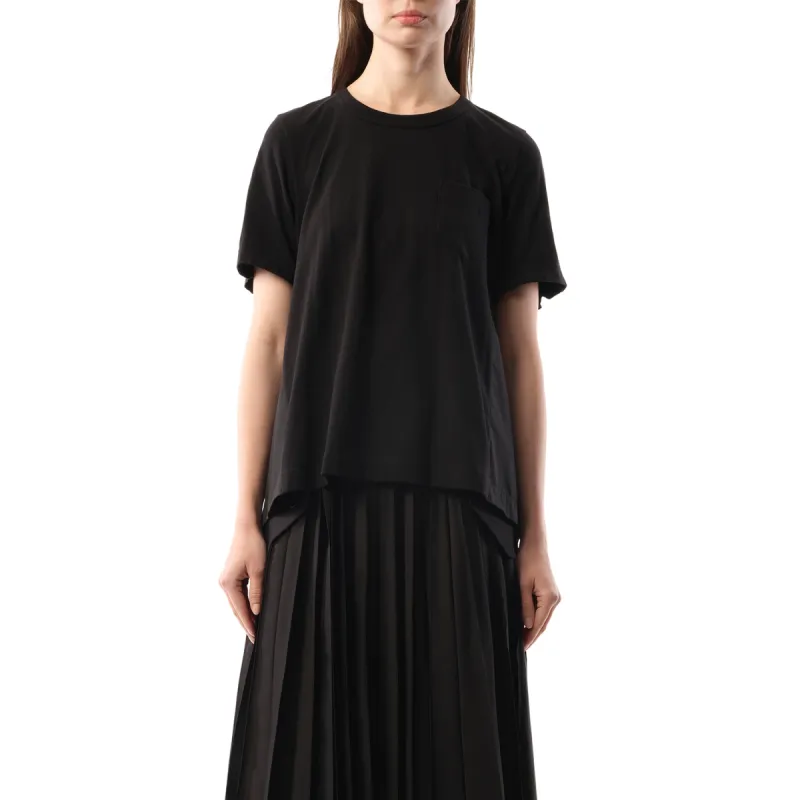 Cotton Poplin Cotton Jersey T-Shirt in Black sold by MARAIS