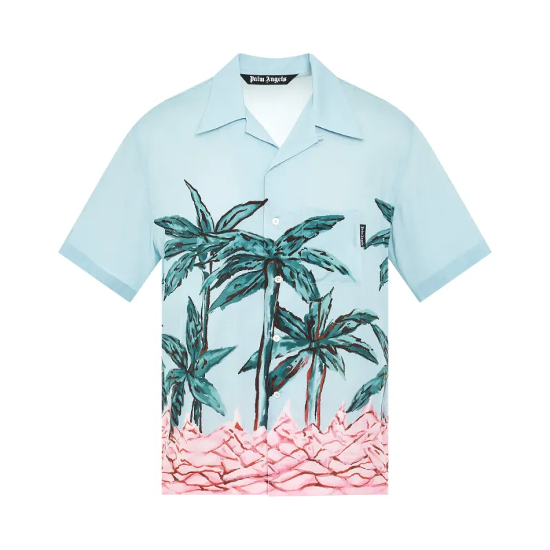 Palms Row Bowling Shirt in Light Blue/ Green sold by MARAIS