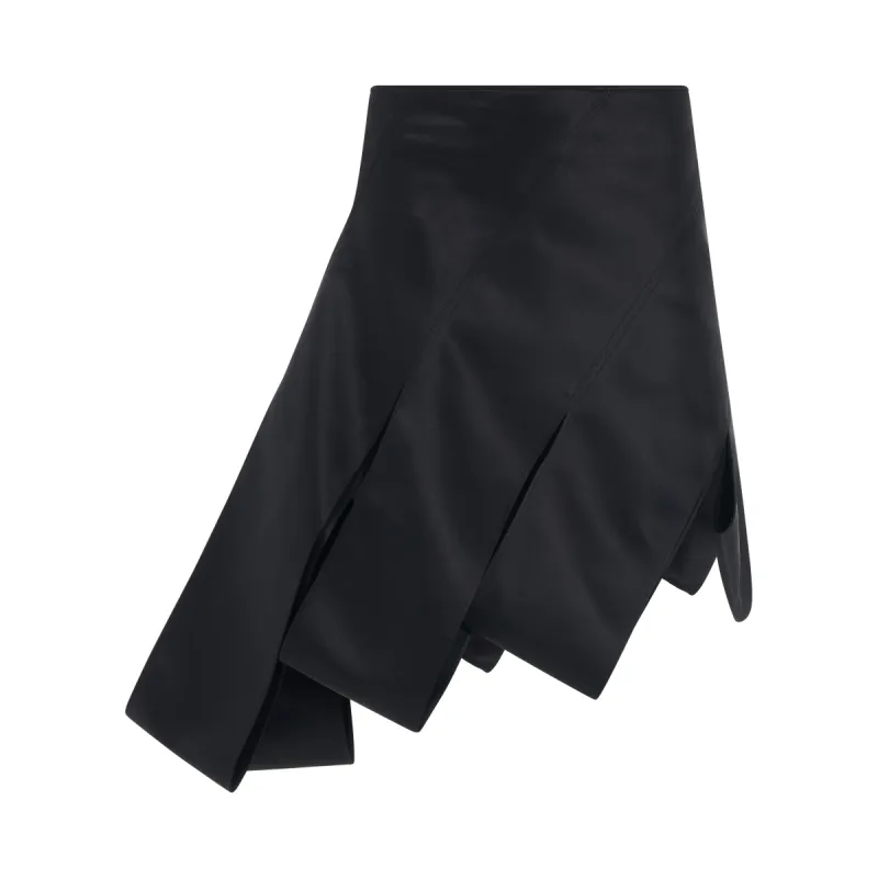 Satin Asymmetrical Slit Skirt in Black sold by MARAIS