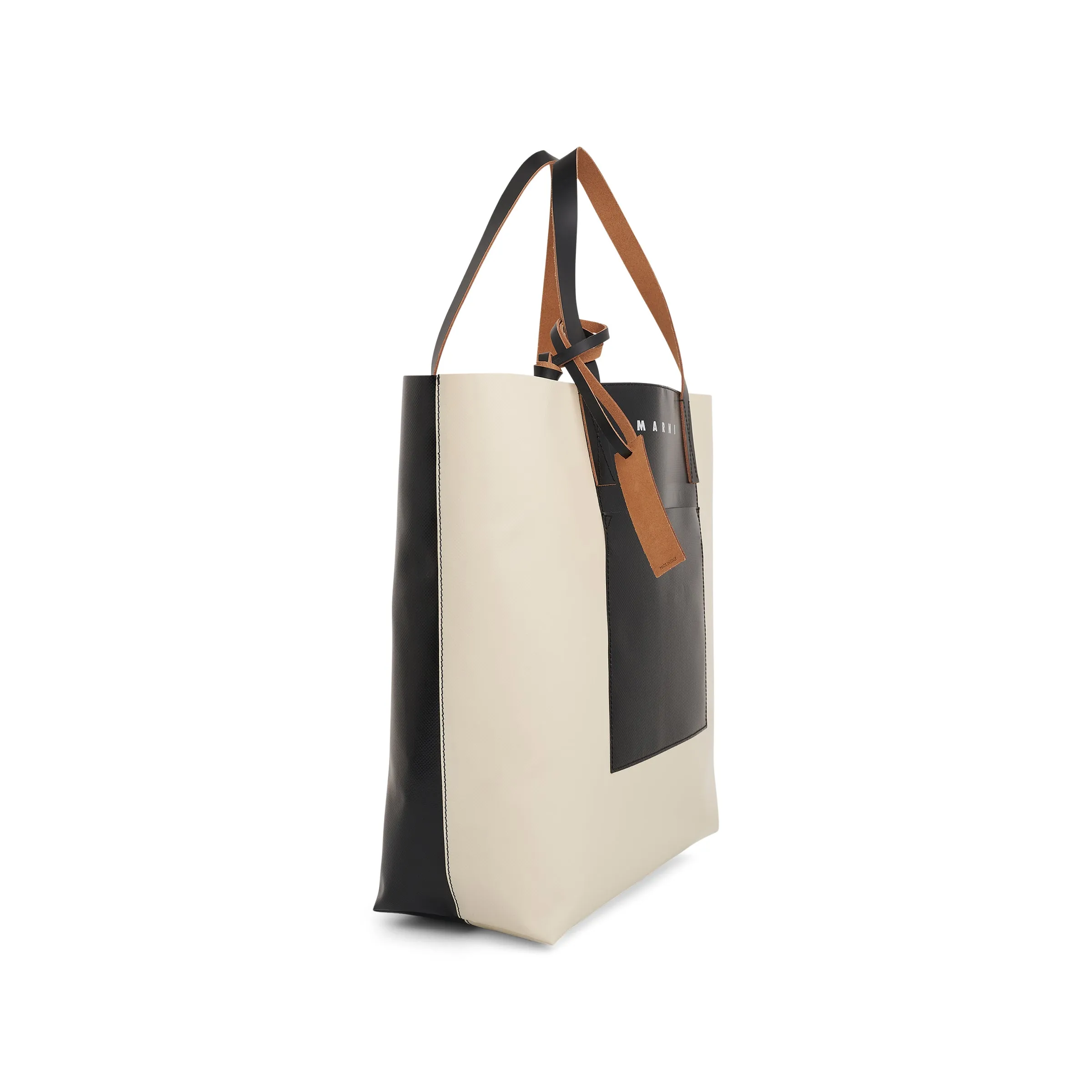 Tribeca Shopping Bag with Front Pocket in Silk White/Black sold by MARAIS product image thumbnail 2