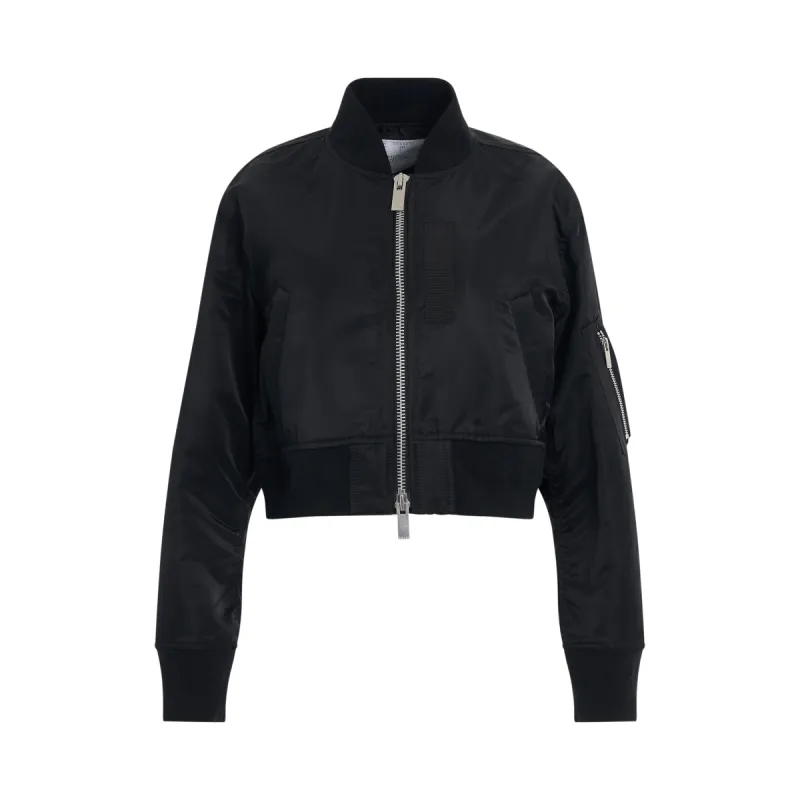 Cropped Nylon Twill Jacket in Black sold by MARAIS