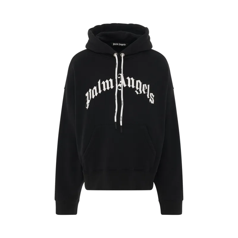 PA Curved Logo Hoodie in Black/White sold by MARAIS