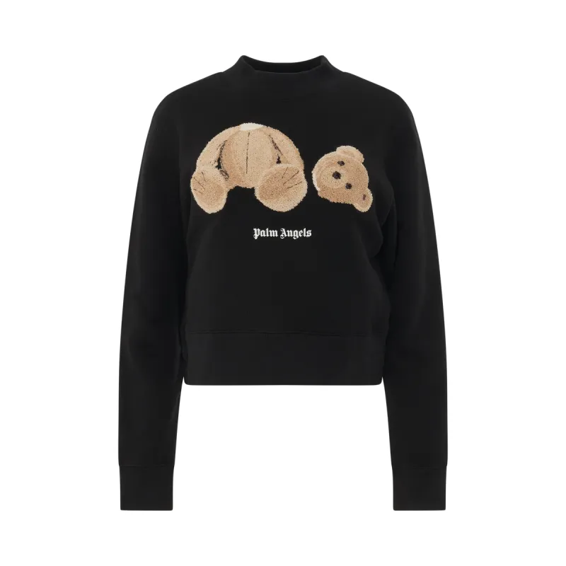 Palm Angels Bear Fitted Crewneck in Black/Brown made by MARAIS