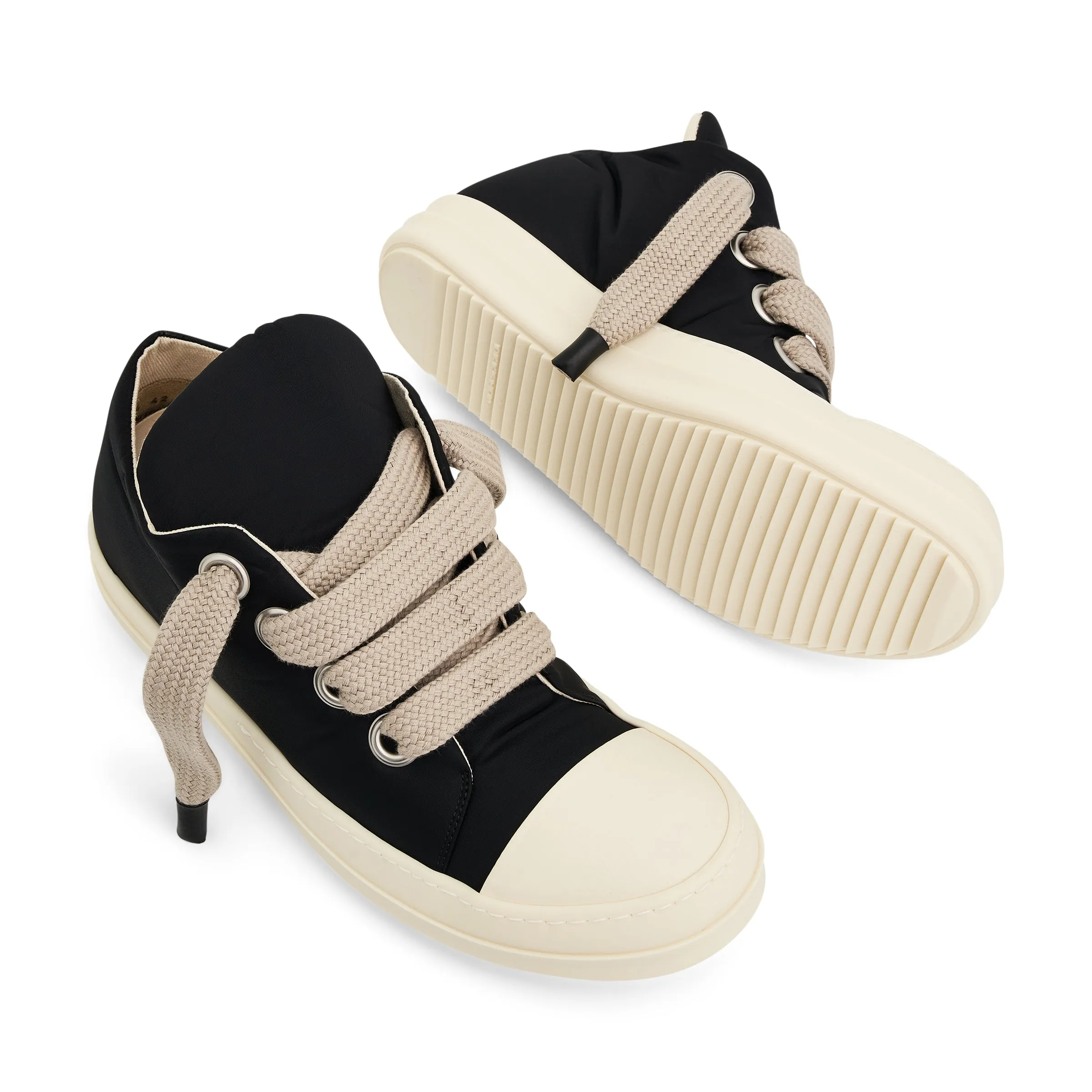 Jumbo Lace Low Puffer Sneaker in Black/Pearl/Milk sold by MARAIS product image thumbnail 4