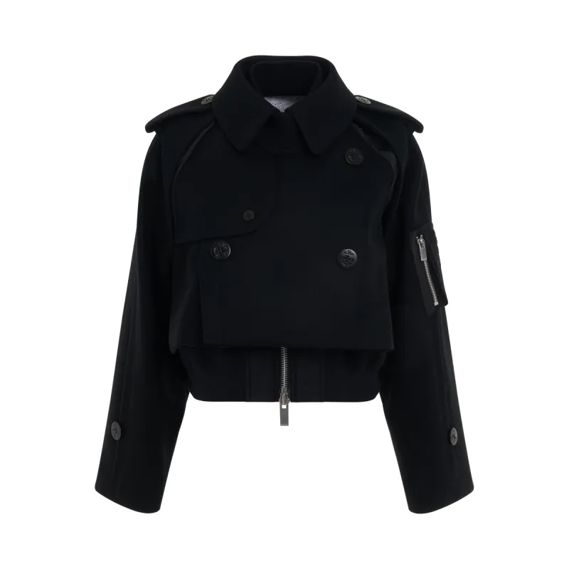 Wool Melton Mix Blouson in Black sold by MARAIS