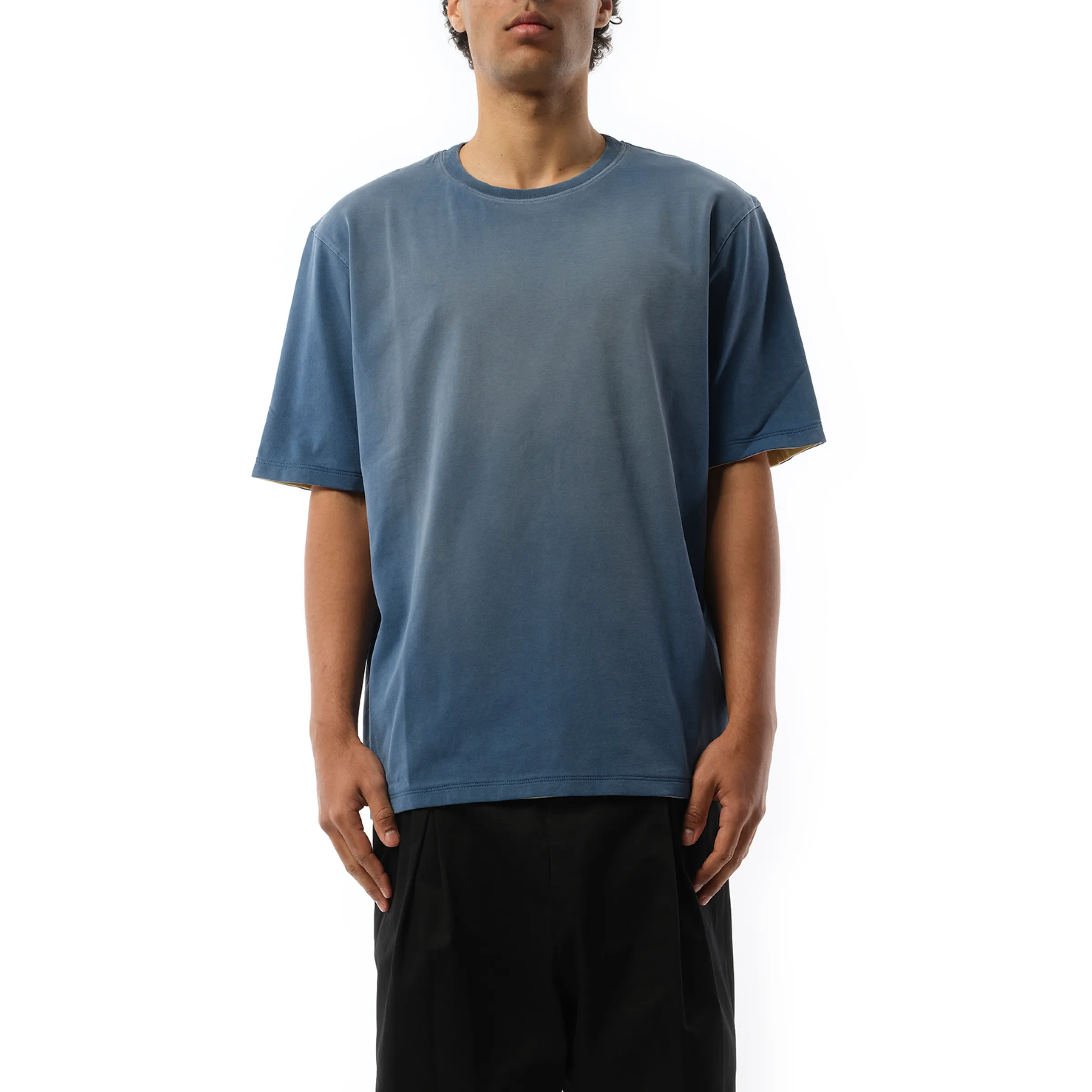 Two Tone Loose T-Shirt in Washed Indigo sold by MARAIS