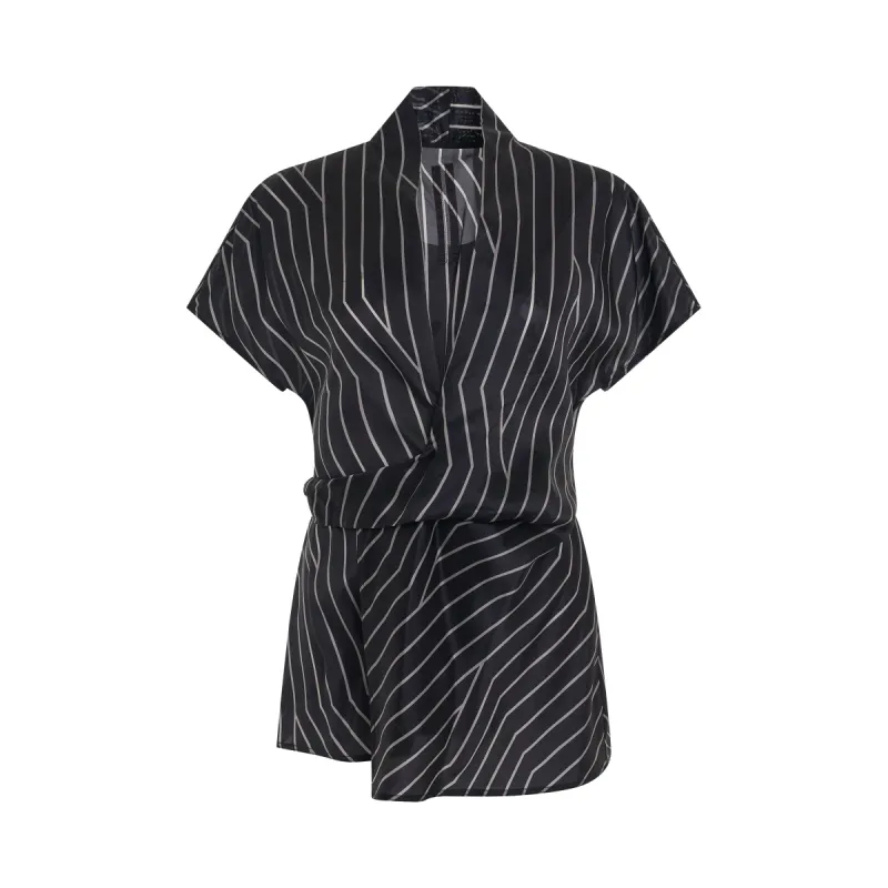 Laura Woven T-Shirt in Black/Pearl sold by MARAIS