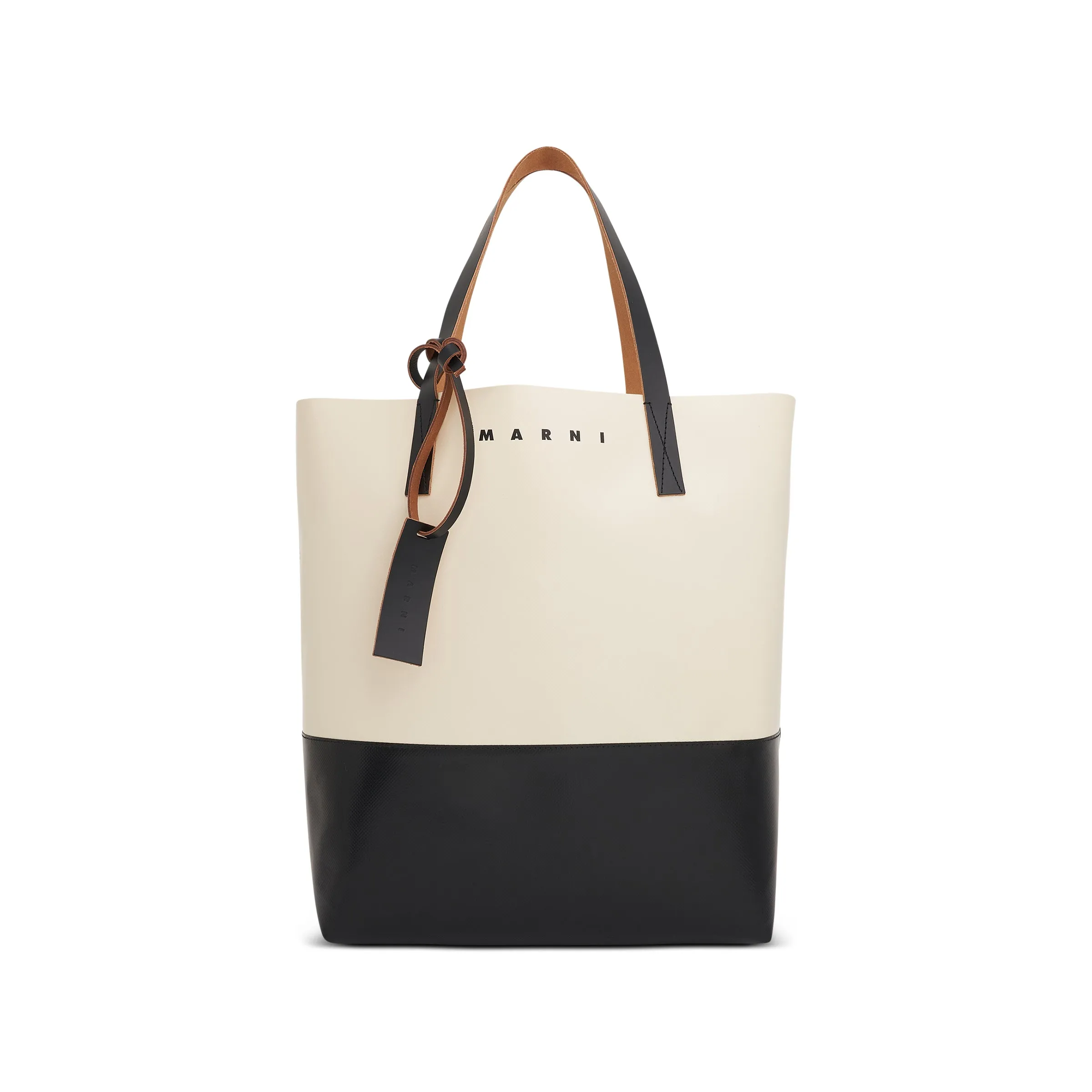 Tribeca Shopping Bag in Silk White/Black sold by MARAIS