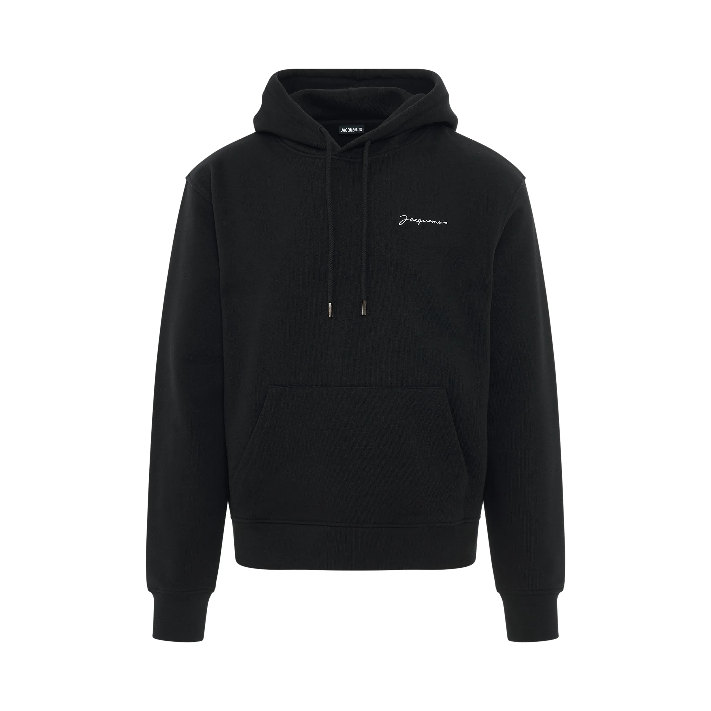 Signature Embroidered Logo Hoodie in Black sold by MARAIS