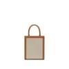 Mini Vertical Cabas in Canvas With Celine Print in Natural/Tan sold by MARAIS