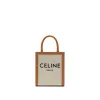 Mini Vertical Cabas in Canvas With Celine Print in Natural/Tan sold by MARAIS