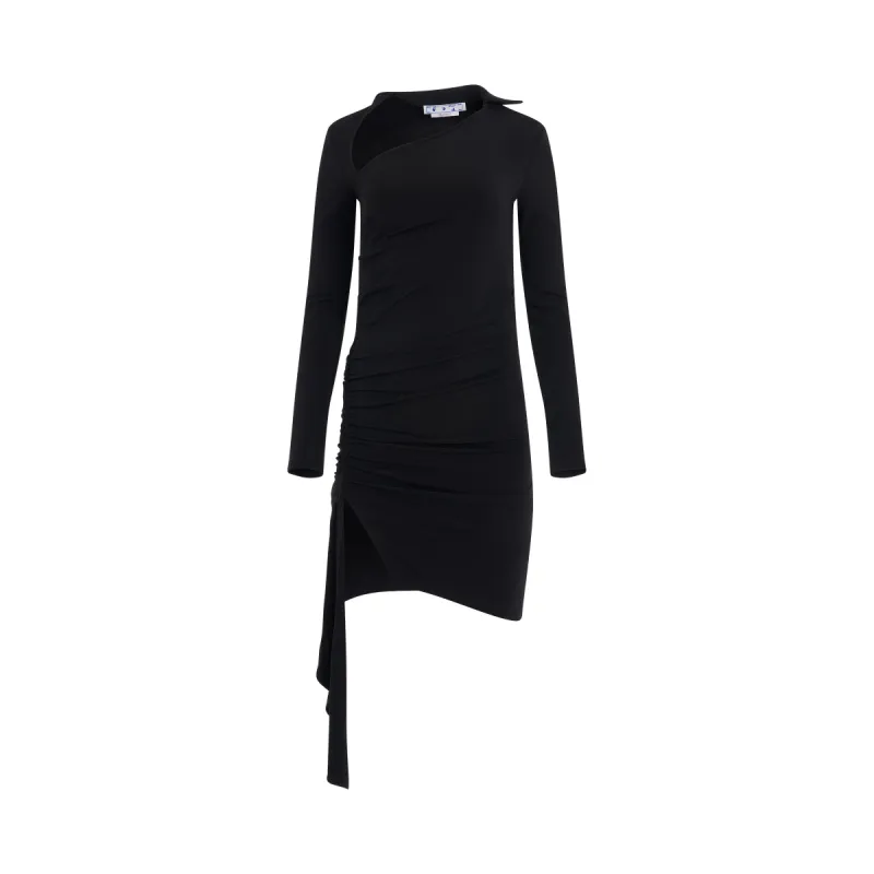 Viscose Crepe Draped Mini Dress in Black sold by MARAIS