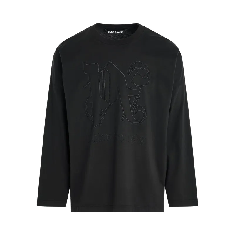 Monogram Long Sleeve Statement T-Shirt in Black sold by MARAIS