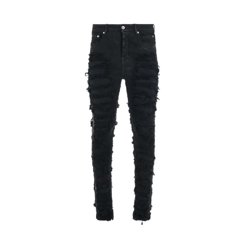 Detroit Cut Denim Pants in Black sold by MARAIS