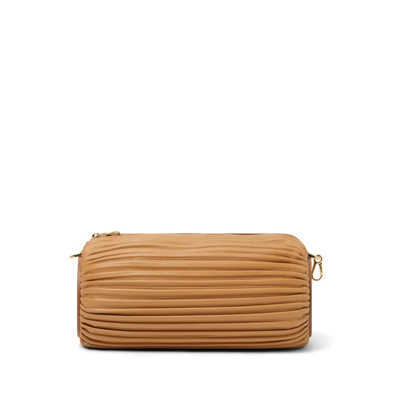 Bracelet Pouch in Pleated Nappa in Warm Desert sold by MARAIS