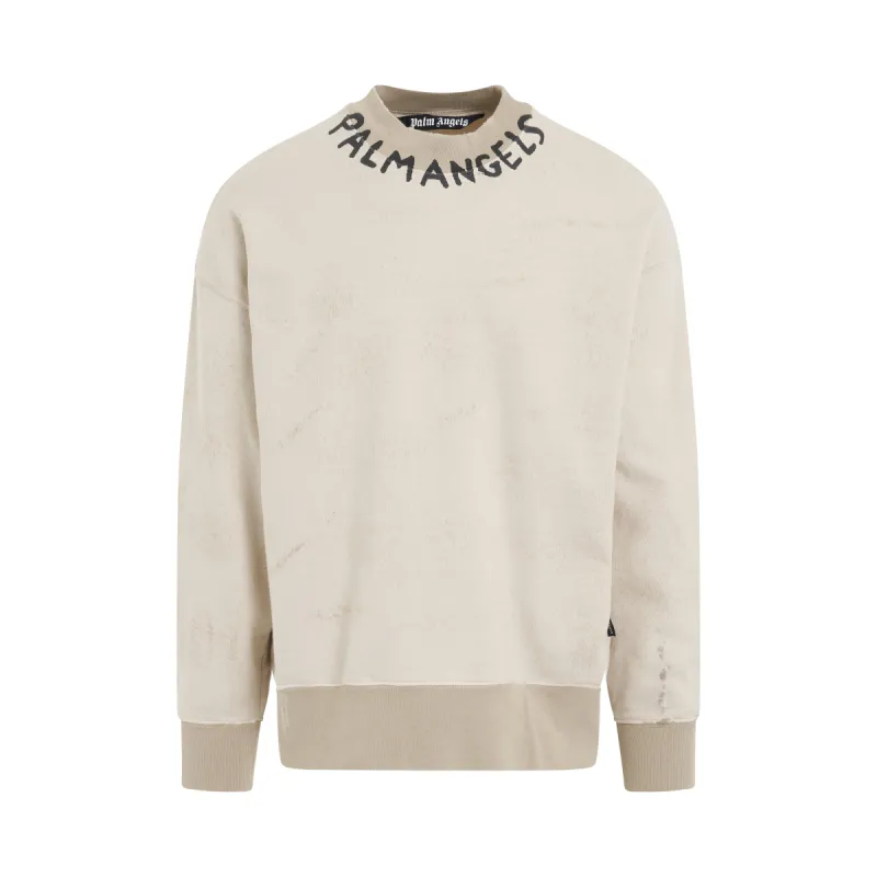 Seasonal Logo Vintage Crewneck Sweatshirt in White/Black sold by MARAIS